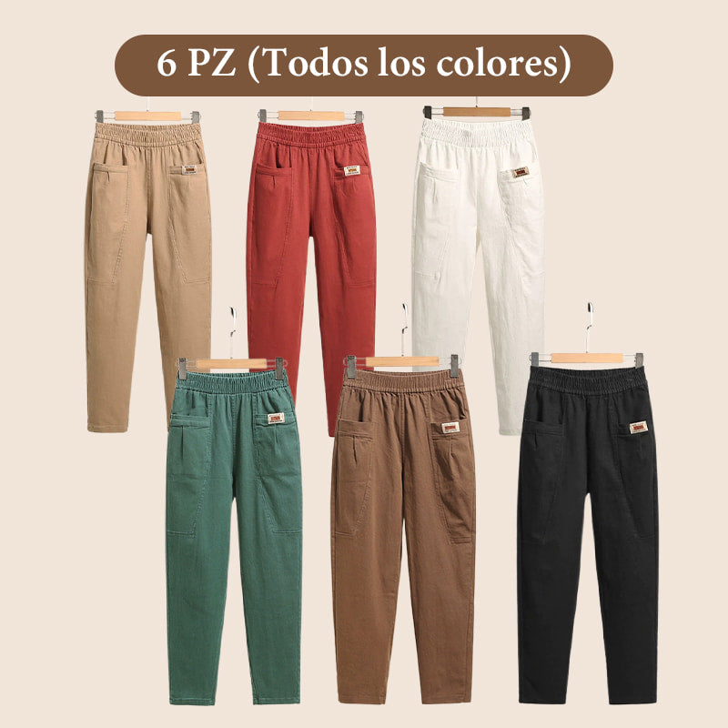 🎁Pantalones de Algodón Cómodos para Mujeres con Cinturilla Elástica