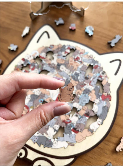 🎁Rompecabezas de madera con forma de gato de 135 piezas en colores Morandi