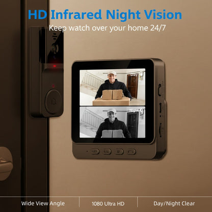 Cámara de timbre inalámbrico: 1080P, ángulo de 170°, pantalla de 4,3 pulgadas, impermeabilización exterior IPX65, visión nocturna