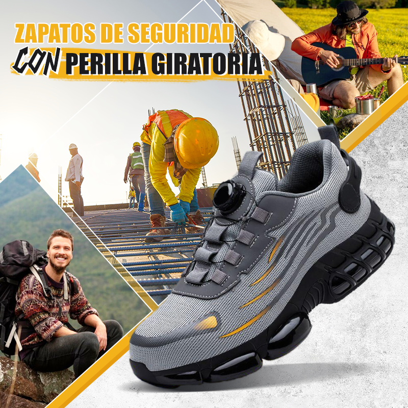 🔥 Zapatillas de seguridad antideslizantes con botón giratorio