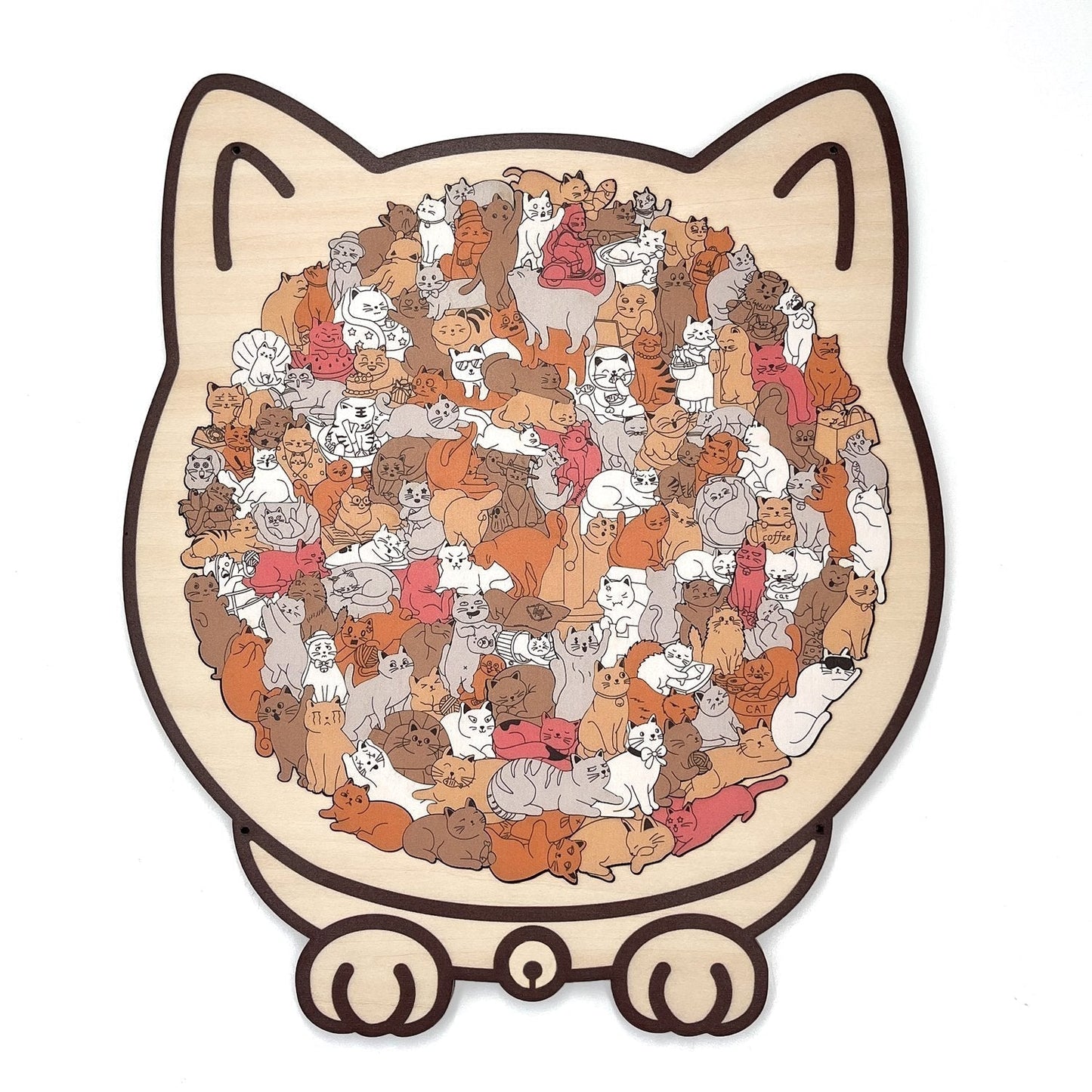 🎁Rompecabezas de madera con forma de gato de 135 piezas en colores Morandi