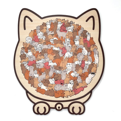 🎁Rompecabezas de madera con forma de gato de 135 piezas en colores Morandi
