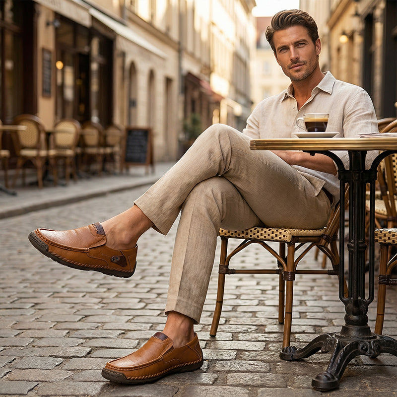 👞✨Zapatos de Cuero Clásicos para Hombre – Piel de Becerra Transpirable, Comodidad de Calce y Estilo Atemporal