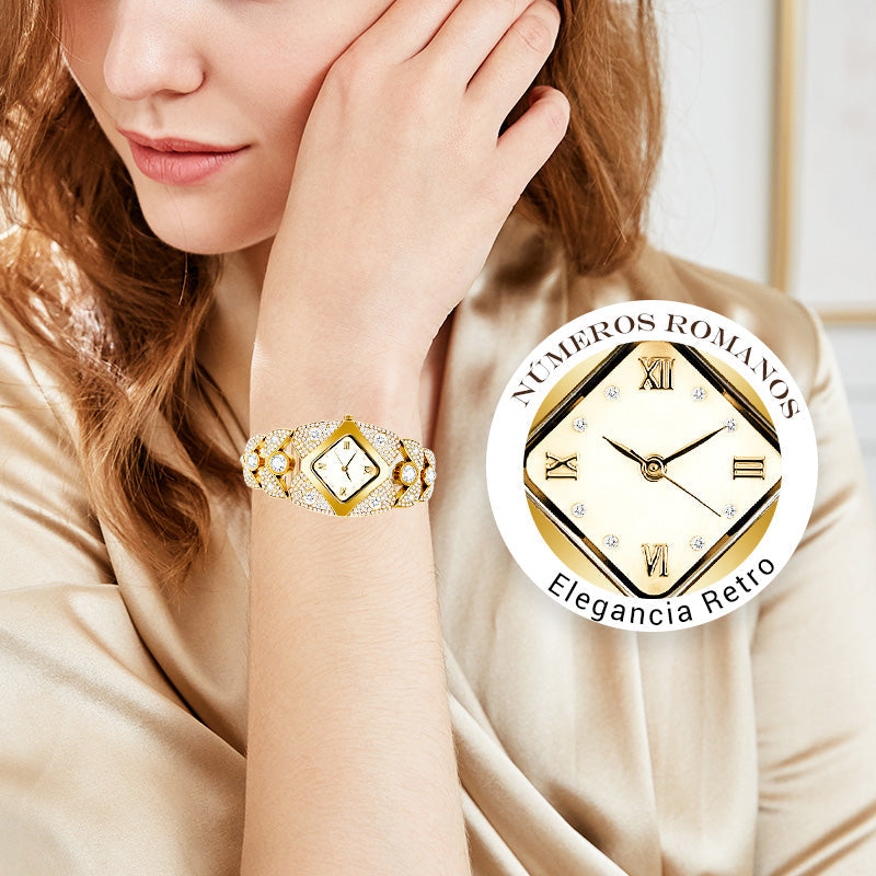 ⏳Oferta por Tiempo Limitado⌛ Reloj de Cuarzo para Mujer Estilo Retro con Estrases Brillantes