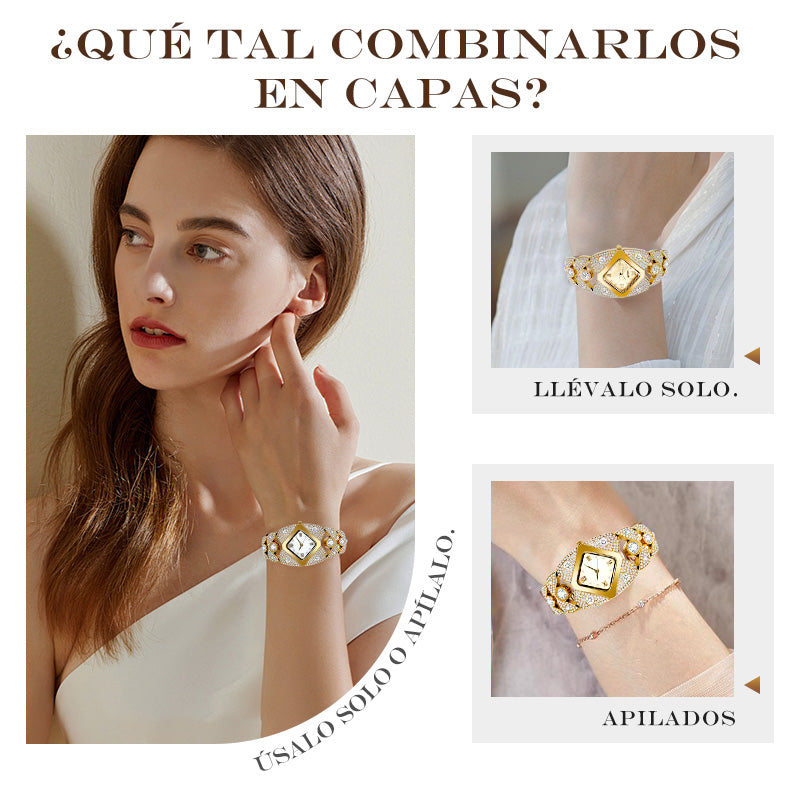 ⏳Oferta por Tiempo Limitado⌛ Reloj de Cuarzo para Mujer Estilo Retro con Estrases Brillantes