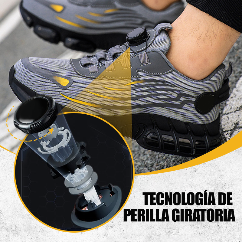 🔥 Zapatillas de seguridad antideslizantes con botón giratorio