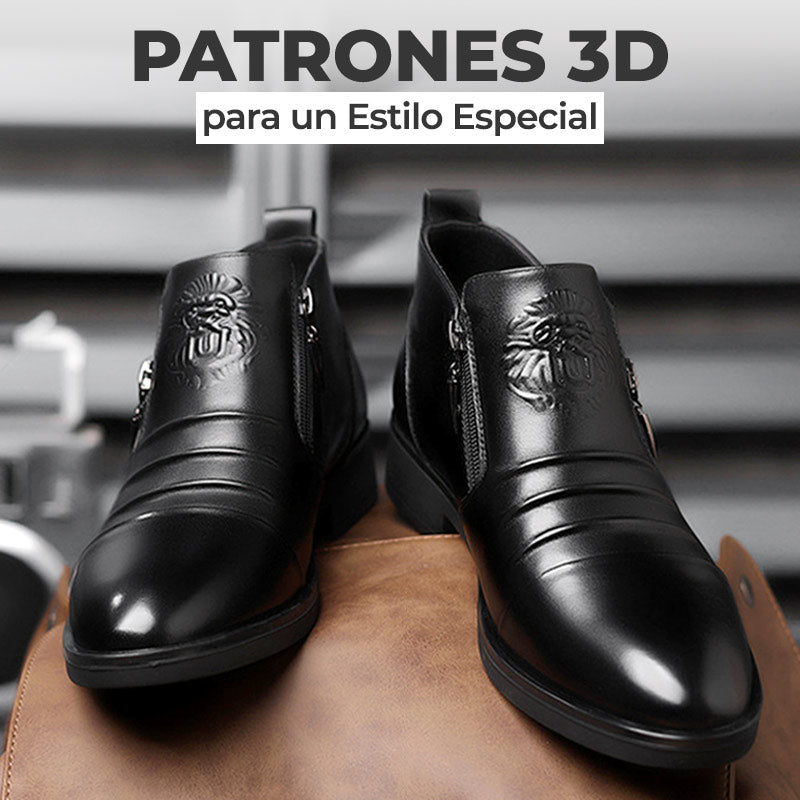 🔥Botines de piel para hombre con cremallera lateral doble y puntera en punta