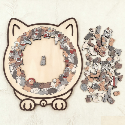 🎁Rompecabezas de madera con forma de gato de 135 piezas en colores Morandi