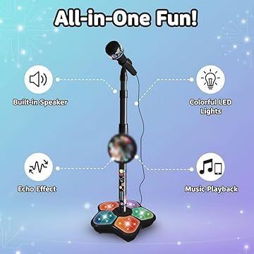 🎅 Ofertas especiales para Navidad🌲 Micrófono de juguete, máquina de karaoke de juguete con luces.