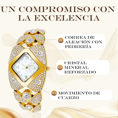 ⏳Oferta por Tiempo Limitado⌛ Reloj de Cuarzo para Mujer Estilo Retro con Estrases Brillantes