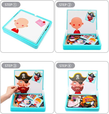 🎨 Puzzles Magnéticos de Vestir para Caras - Juego Educativo de Doble Cara para Niños, Ideal para Viajes y Aprendizaje Creativo ✨🧒