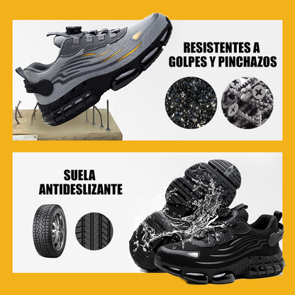 🔥 Zapatillas de seguridad antideslizantes con botón giratorio