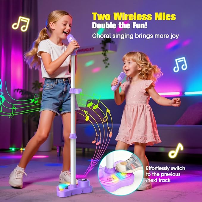 🎅 Ofertas especiales para Navidad🌲 Micrófono de juguete, máquina de karaoke de juguete con luces.