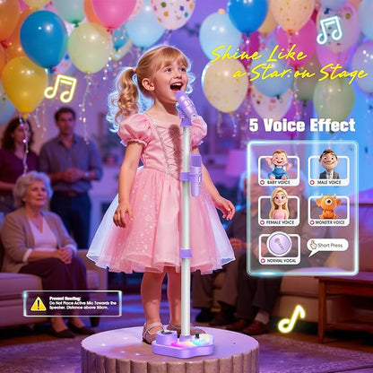 🎅 Ofertas especiales para Navidad🌲 Micrófono de juguete, máquina de karaoke de juguete con luces.