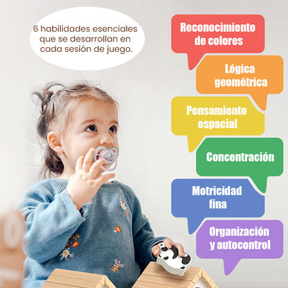 🎁Juego de rompecabezas de bloques magnéticos de madera con patrones 🧩