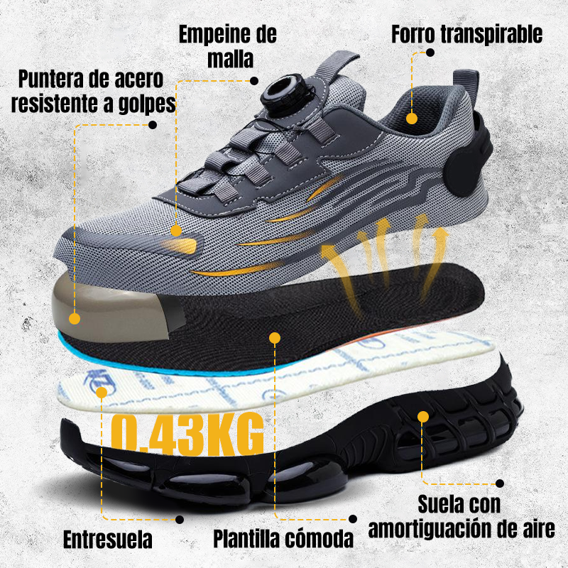 🔥 Zapatillas de seguridad antideslizantes con botón giratorio