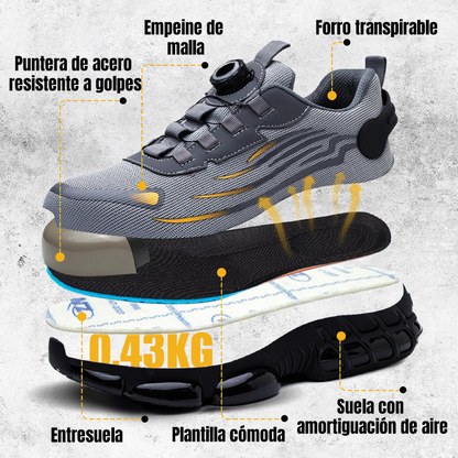 🔥 Zapatillas de seguridad antideslizantes con botón giratorio
