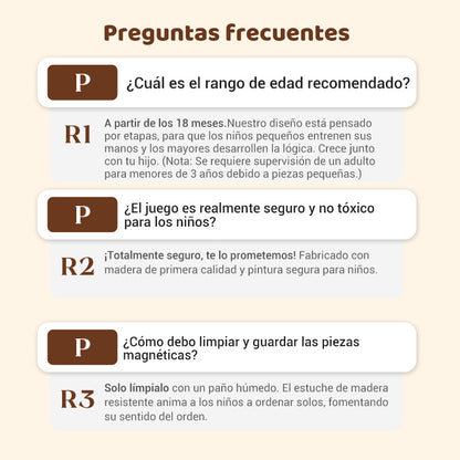 🎁Juego de rompecabezas de bloques magnéticos de madera con patrones 🧩