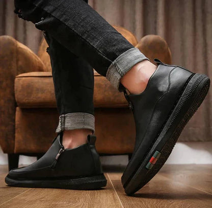 ZAPATOS CASUAL DE PIEL CON CREMALLERA NEGRA PARA HOMBRE