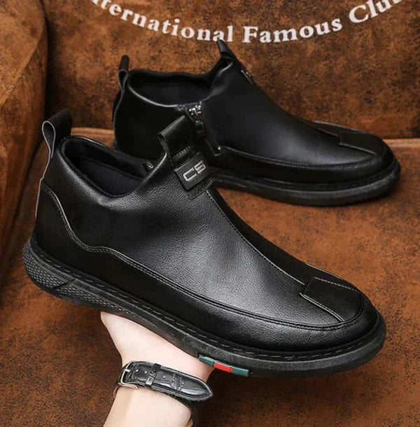 ZAPATOS CASUAL DE PIEL CON CREMALLERA NEGRA PARA HOMBRE