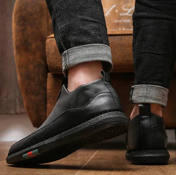 ZAPATOS CASUAL DE PIEL CON CREMALLERA NEGRA PARA HOMBRE