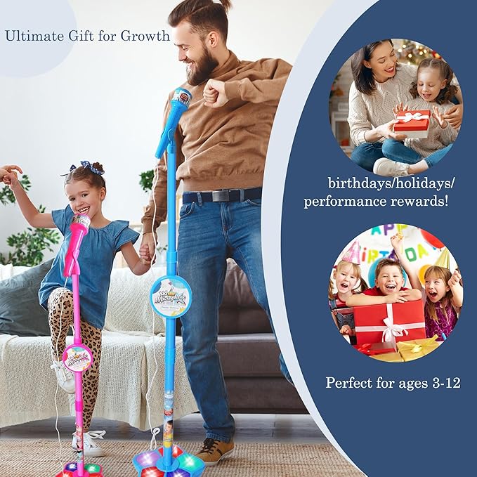 🎅 Ofertas especiales para Navidad🌲 Micrófono de juguete, máquina de karaoke de juguete con luces.