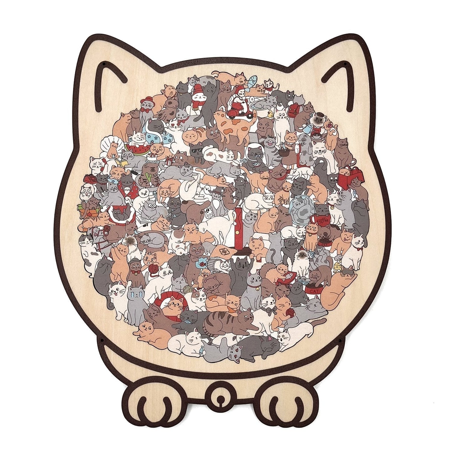 🎁Rompecabezas de madera con forma de gato de 135 piezas en colores Morandi