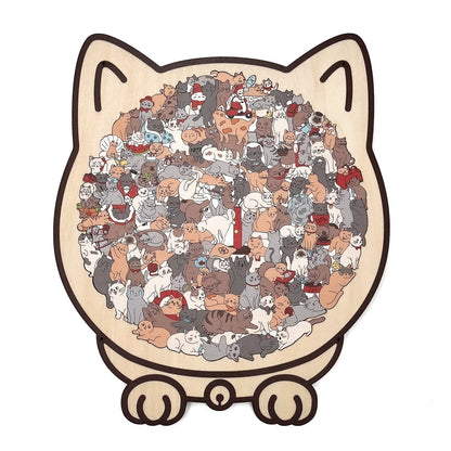 🎁Rompecabezas de madera con forma de gato de 135 piezas en colores Morandi