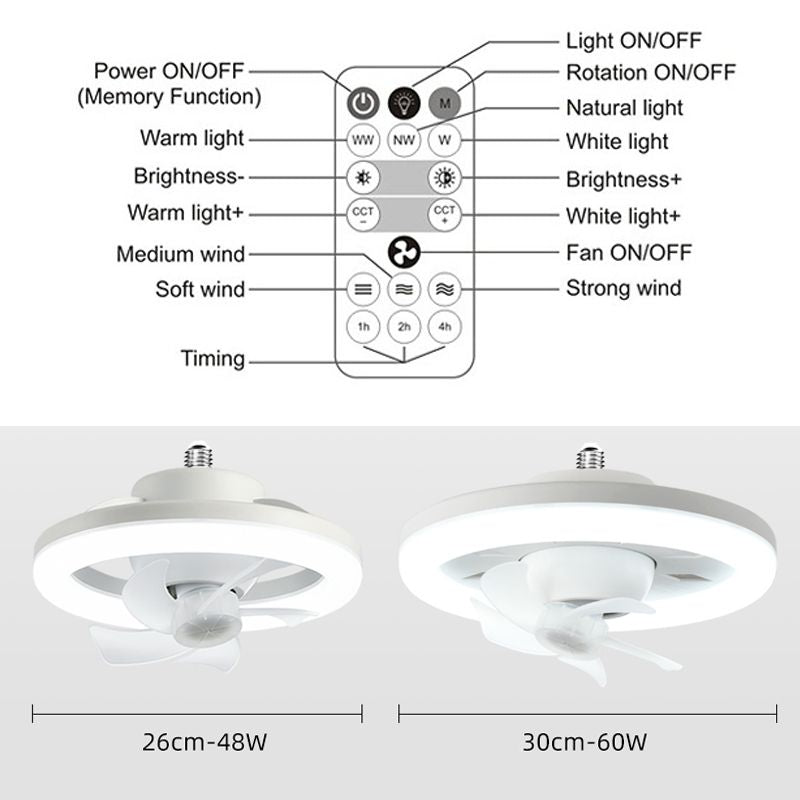 🔥Lámpara de ventilador LED con rotación de 360 grados