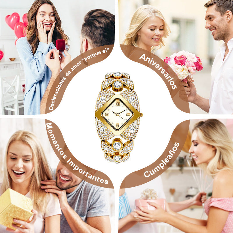 ⏳Oferta por Tiempo Limitado⌛ Reloj de Cuarzo para Mujer Estilo Retro con Estrases Brillantes