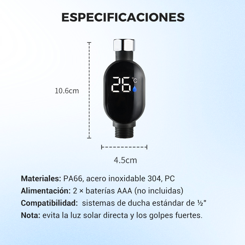 🚿 💧 Cabezal de Ducha con Indicador LED - Muestra la Temperatura del Agua con Colores, Fácil Instalación y Ahorro de Energía 🌈📦