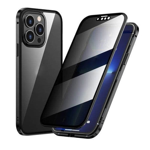⏳Oferta especial por tiempo limitado⏰Funda magnética para iPhone con cristal de privacidad y marco metálico