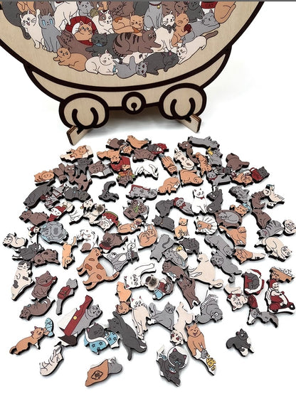 🎁Rompecabezas de madera con forma de gato de 135 piezas en colores Morandi