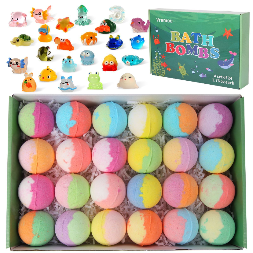 🛁 Set de Regalo de 12 Bombas de Baño para Niños – Diversión y Cuidado Suave para la Piel ✨🎁