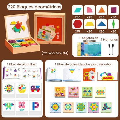 🎁Juego de rompecabezas de bloques magnéticos de madera con patrones 🧩