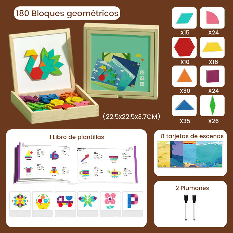 🎁Juego de rompecabezas de bloques magnéticos de madera con patrones 🧩