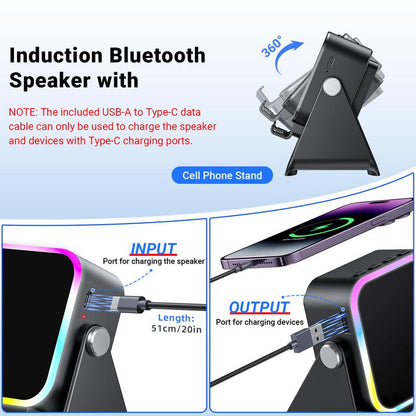 Altavoz Bluetooth Inalámbrico 5 en 1 con Carga Inductiva y Soporte Ajustable para Teléfono✈️COMPRA 2 Y ENVÍO GRATIS