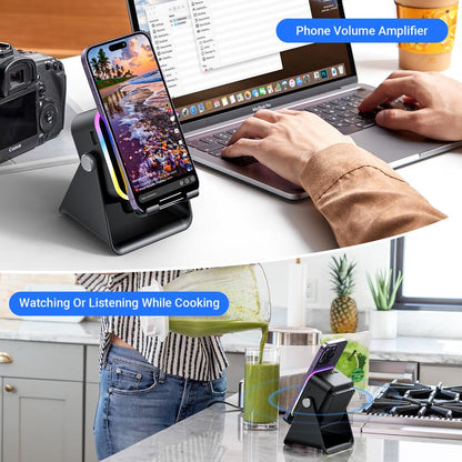 Altavoz Bluetooth Inalámbrico 5 en 1 con Carga Inductiva y Soporte Ajustable para Teléfono✈️COMPRA 2 Y ENVÍO GRATIS