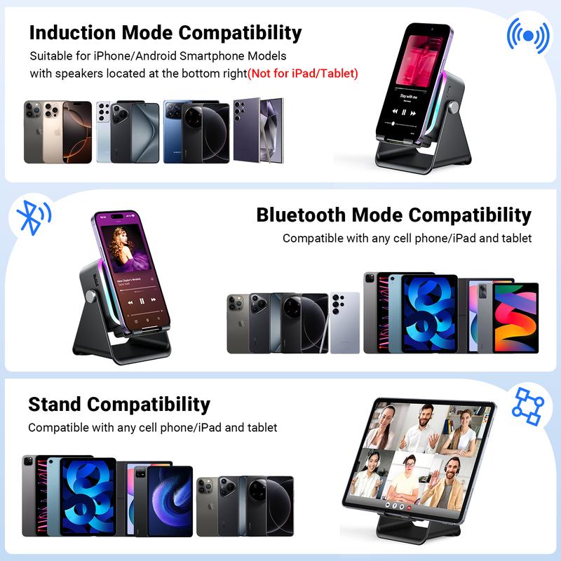 Altavoz Bluetooth Inalámbrico 5 en 1 con Carga Inductiva y Soporte Ajustable para Teléfono✈️COMPRA 2 Y ENVÍO GRATIS