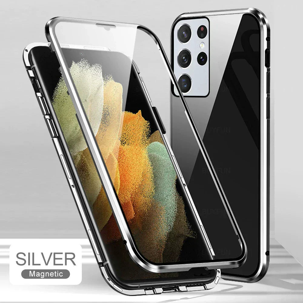 💥Funda magnética de vidrio templado de doble cara para Samsung S21-S25 Series