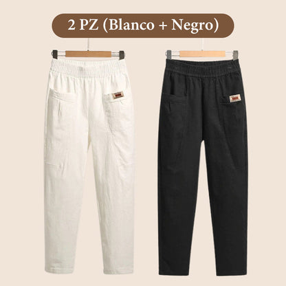 🎁Pantalones de Algodón Cómodos para Mujeres con Cinturilla Elástica