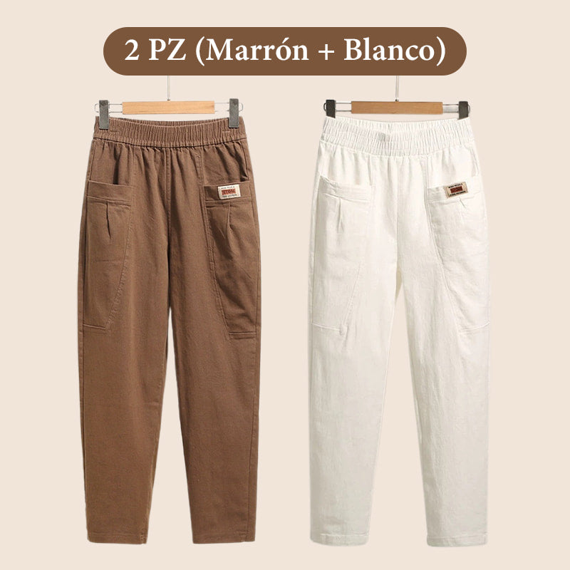 🎁Pantalones de Algodón Cómodos para Mujeres con Cinturilla Elástica
