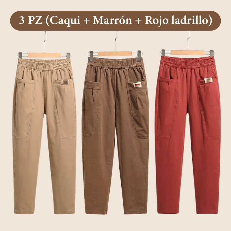🎁Pantalones de Algodón Cómodos para Mujeres con Cinturilla Elástica