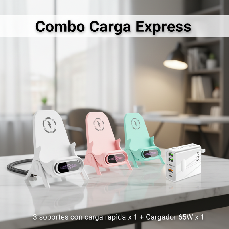 📱 42% DE DESCUENTO ! ✨ Soporte de Teléfono con Cargador Rápido Inalámbrico - Ajuste Universal y Rotación 360°, Ideal para Viajes u Oficina 🚗📦
