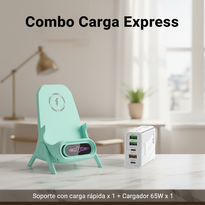 📱 42% DE DESCUENTO ! ✨ Soporte de Teléfono con Cargador Rápido Inalámbrico - Ajuste Universal y Rotación 360°, Ideal para Viajes u Oficina 🚗📦