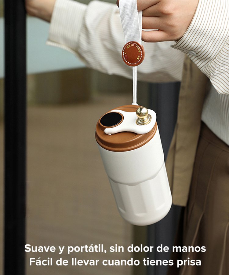 Taza de café inteligente con aislamiento térmico y visualización de temperatura