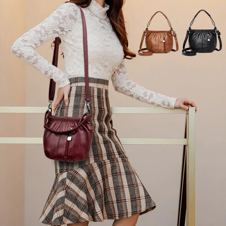 🔥Tu compañero diario: Bolso Bucket de piel suave con detalles plisados | Elegancia relajada para el día a día 🔥
