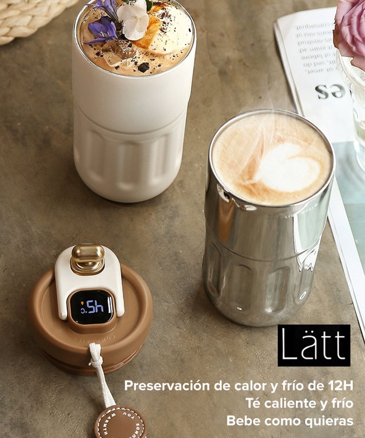 Taza de café inteligente con aislamiento térmico y visualización de temperatura