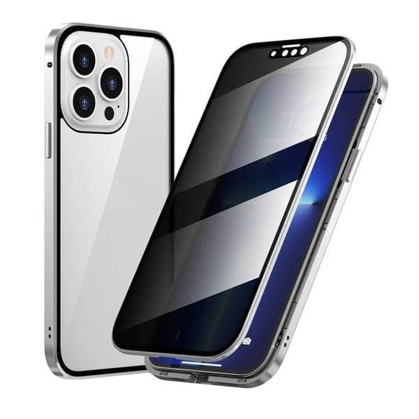 ⏳Oferta especial por tiempo limitado⏰Funda magnética para iPhone con cristal de privacidad y marco metálico