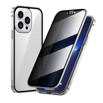 ⏳Oferta especial por tiempo limitado⏰Funda magnética para iPhone con cristal de privacidad y marco metálico